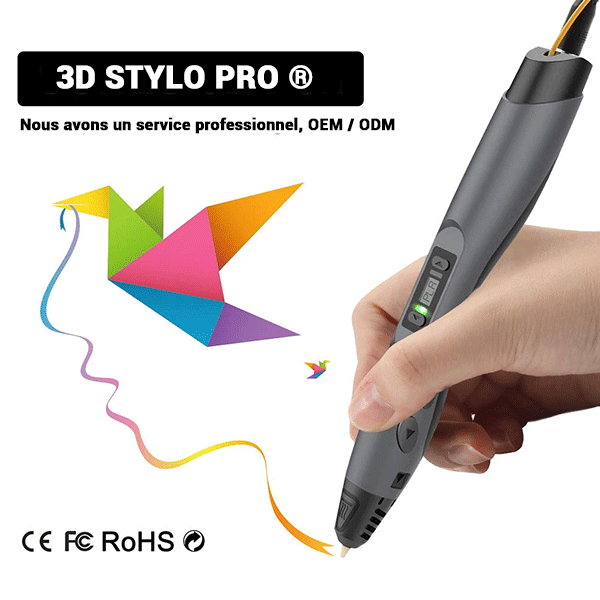 Stylo d'impression 3D professionnel avec écran OLED, stylo de dessin pour  griffonnage, artisanat d'art, exécutif et éducation, génération 3D, RP800A  - AliExpress